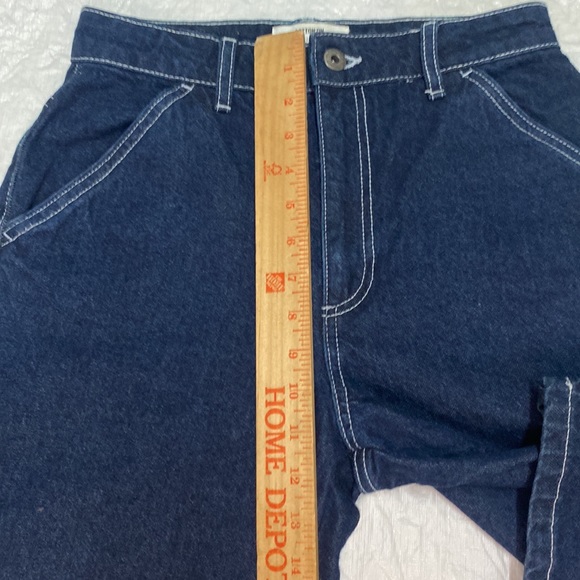 Cotton:On Womens 4 Blue White Stitch Carpenter Jean High Rise Straight Leg Loop - Picture 9 of 12